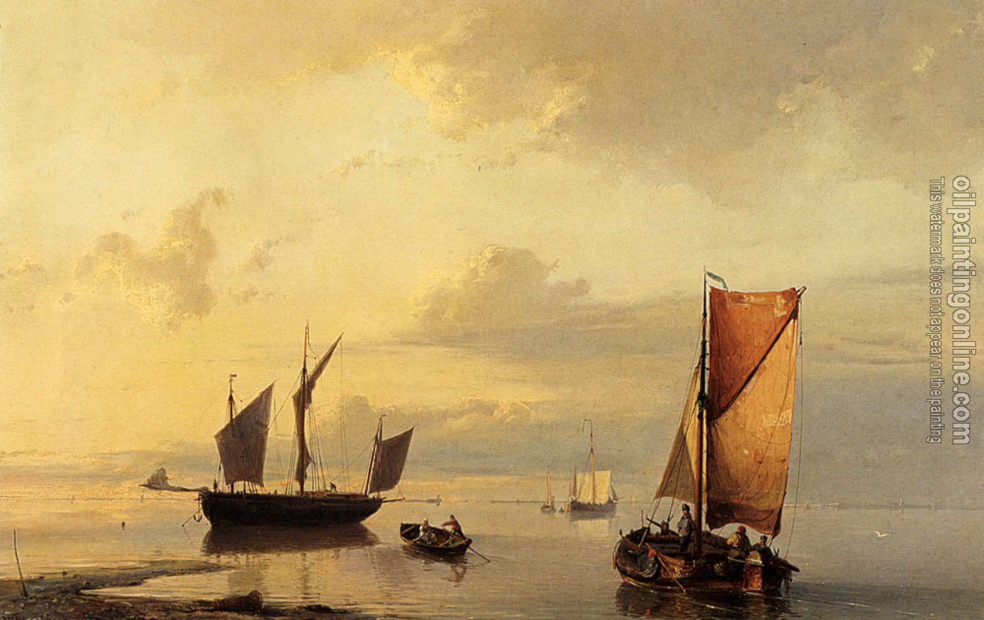 Johannes Hermanus Koekkoek - Barend Shipping In A Calm